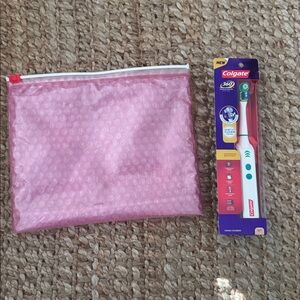 NWT GLOSSIER MAKEUP BAG & COLGATE ELECTRIC TOOTHBRUSH BUNDLE
